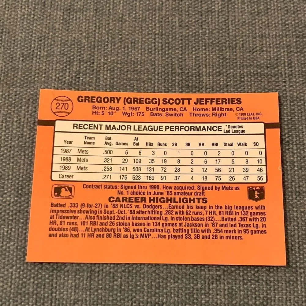 1990 Donruss New York Mets Baseball Card Trading Card